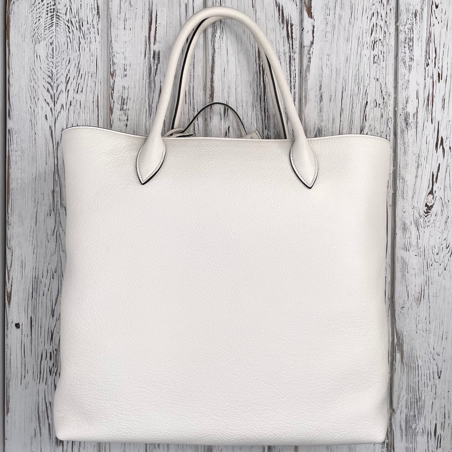 PRADA White Vitello Daino Shopper Bag