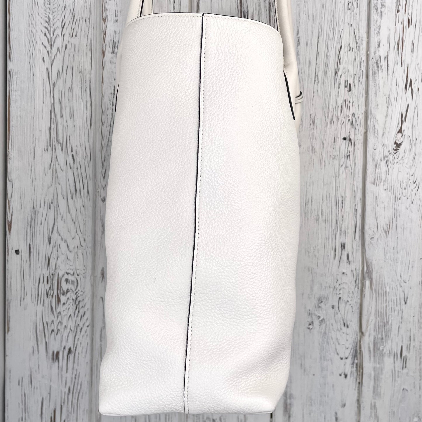 PRADA White Vitello Daino Shopper Bag