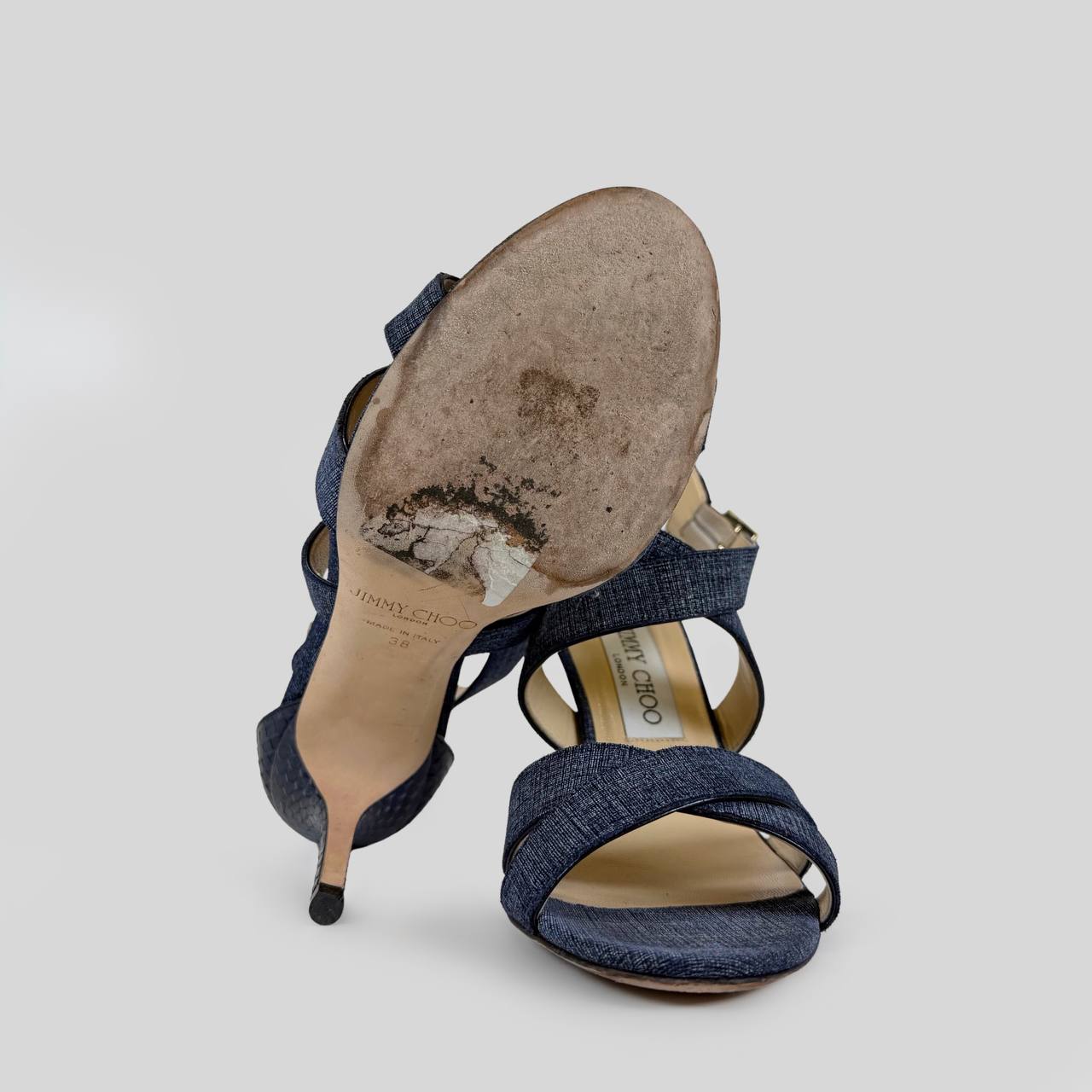 Jimmy Choo Denim & Snakeskin Heels