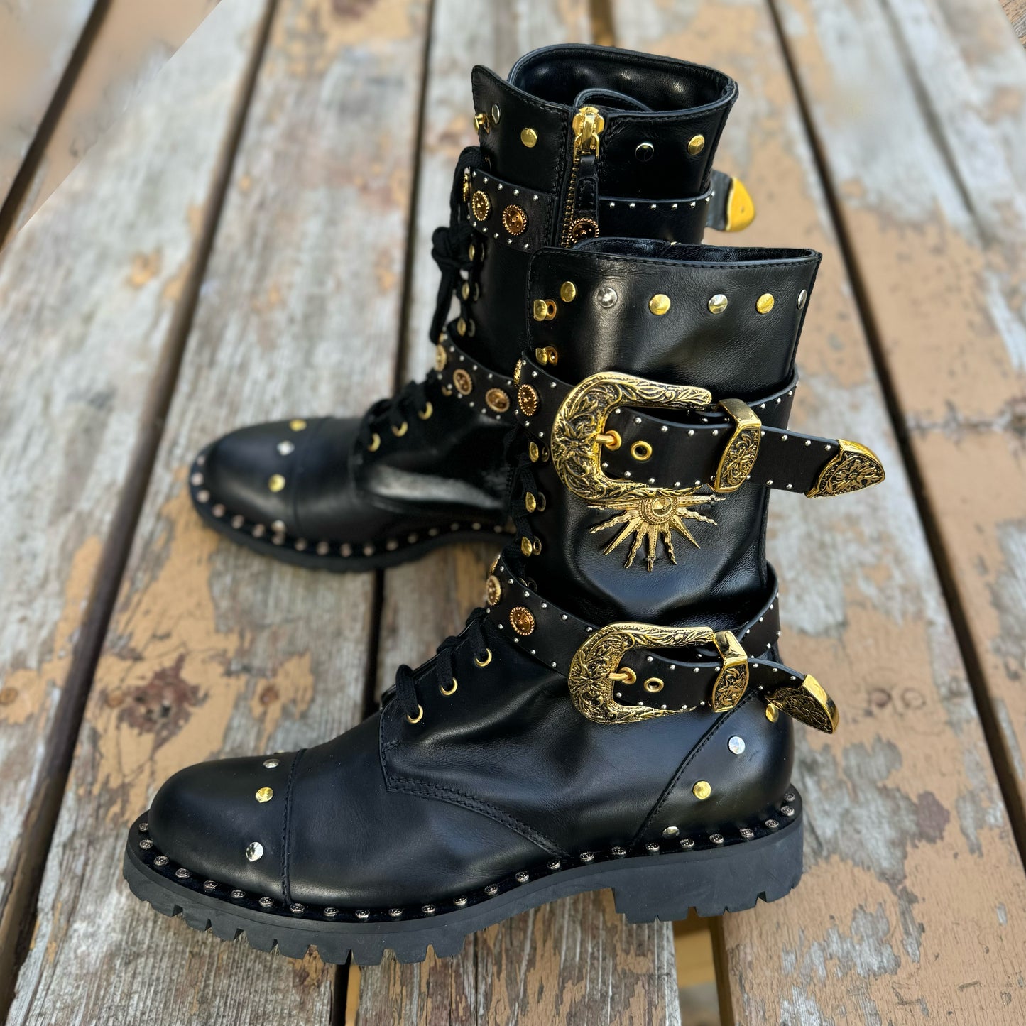 Fausto Puglisi Embellished Combat Boots
