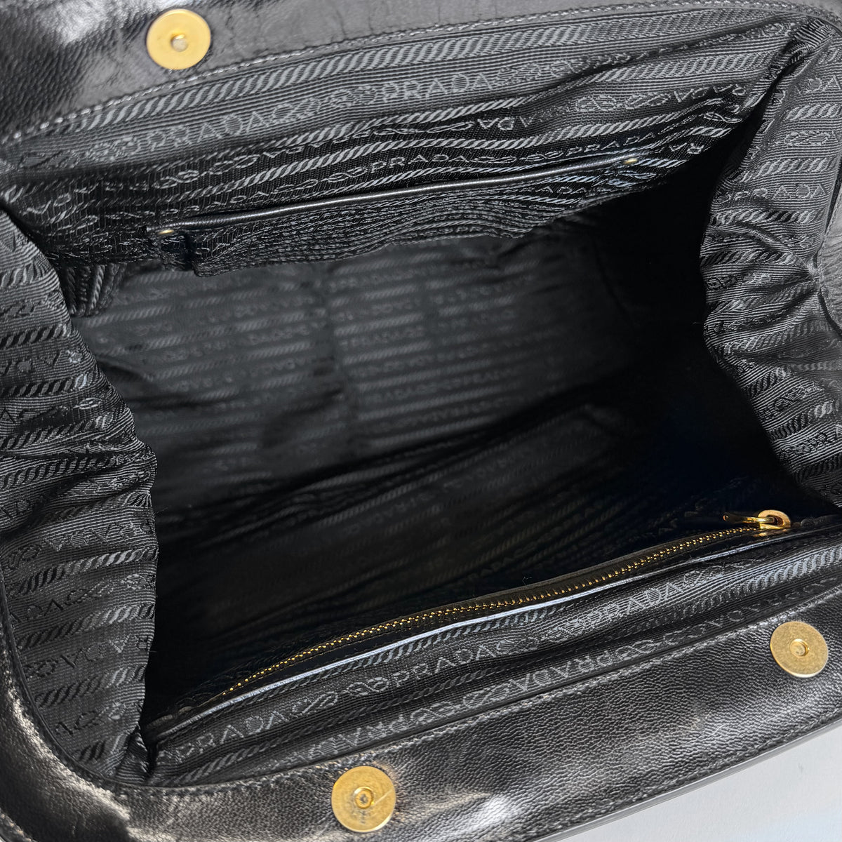 Prada Black Woven Leather Madras Frame Tote Bag