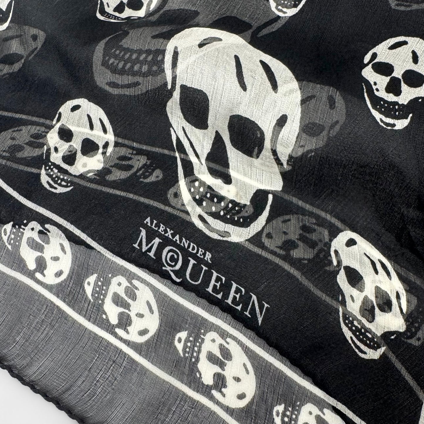Alexander McQueen Black White Skull Scarf
