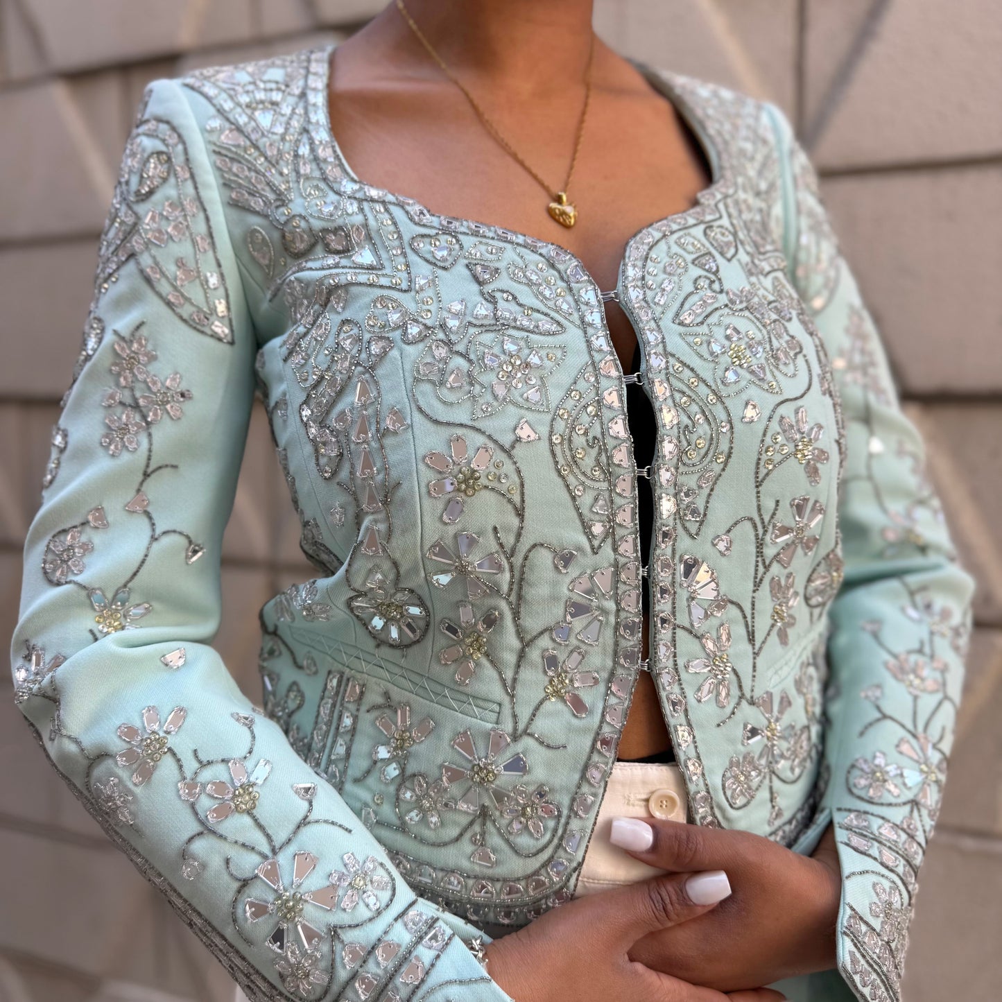 Emilio Pucci Embellished Turquoise Blazer