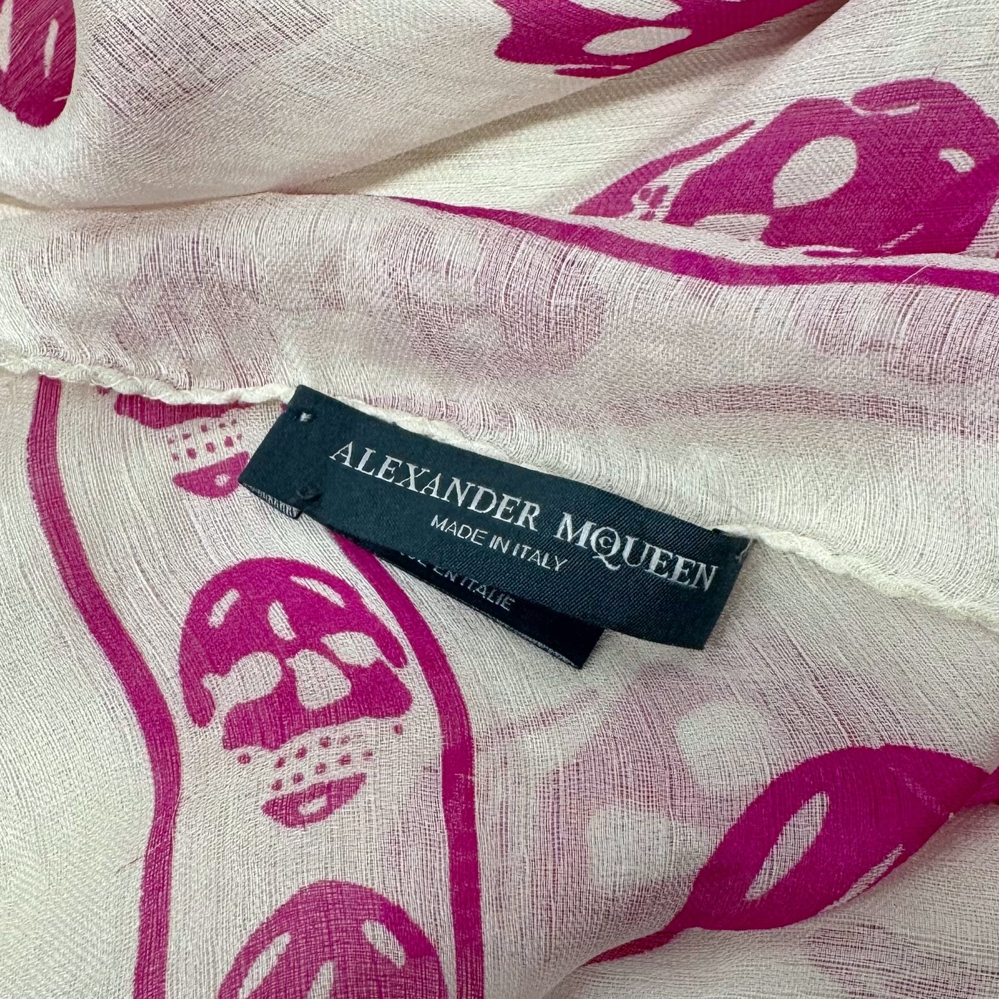 Alexander McQueen Pink White Skull Scarf