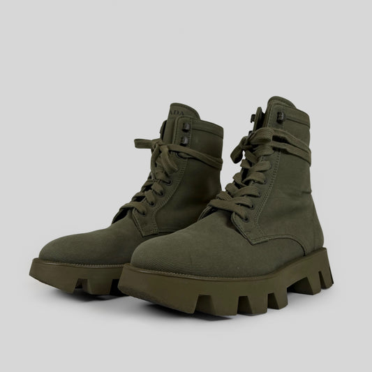 Prada Canvas Combat Boots