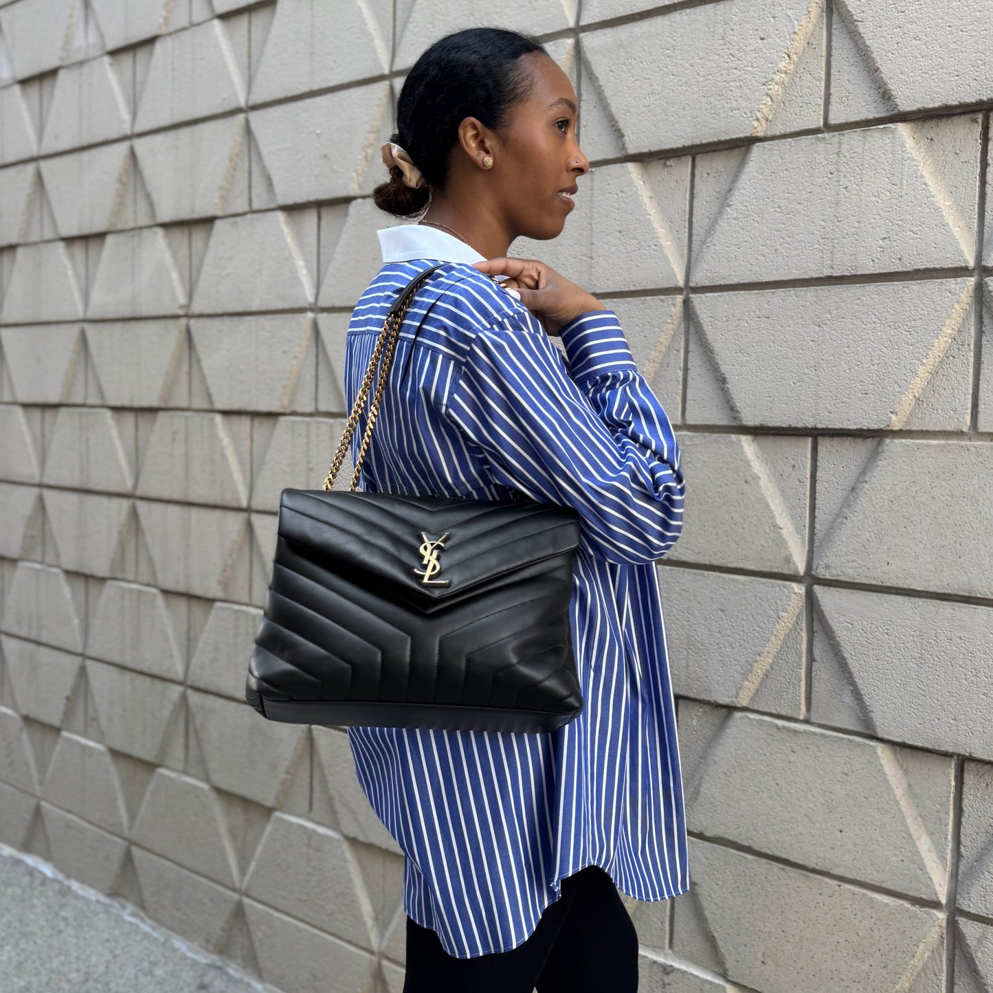 Saint Laurent Lou Lou Chevron Medium Bag