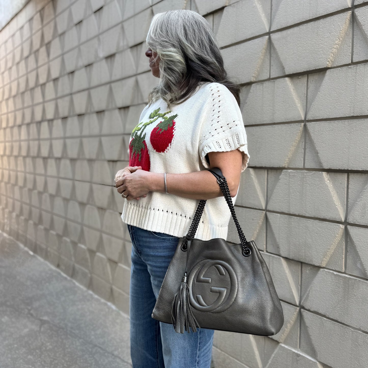 Gucci Soho Metallic Medium Tote Bag