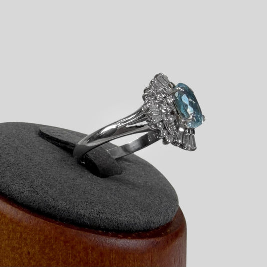 Platinum Aquamarine & Diamond Ring