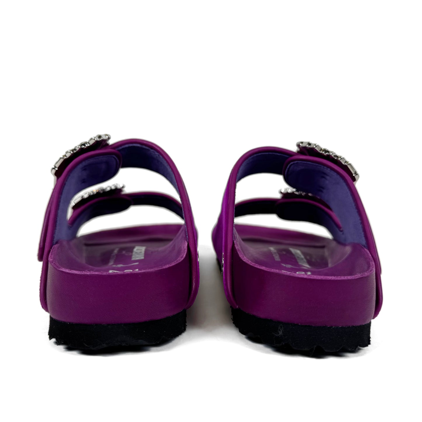 Manolo Blahnik x Birkenstock Velvet Crystal Embellished Arizona Slides