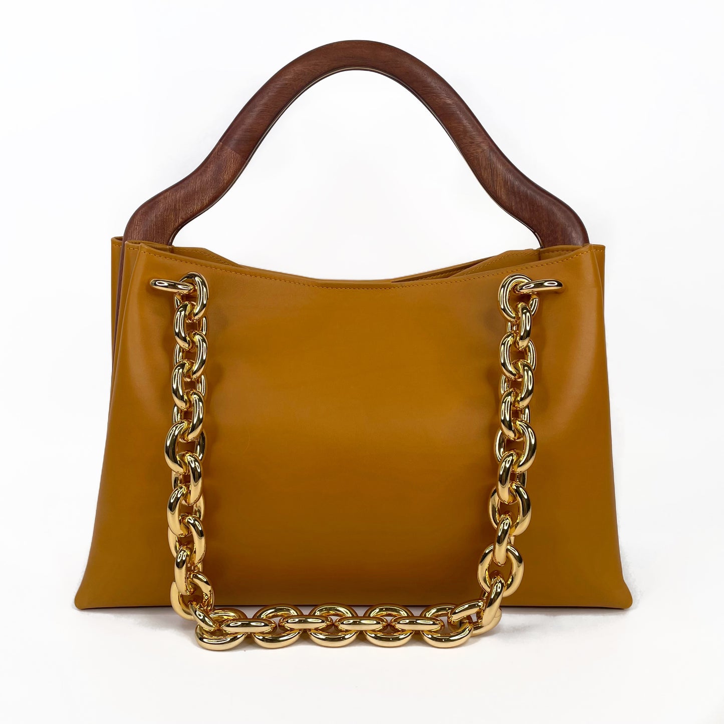 BOTTEGA VENETA Large Brown Mount Chain Bag with Wood Handle