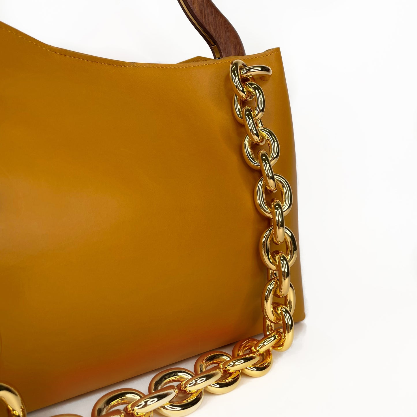 BOTTEGA VENETA Large Brown Mount Chain Bag with Wood Handle