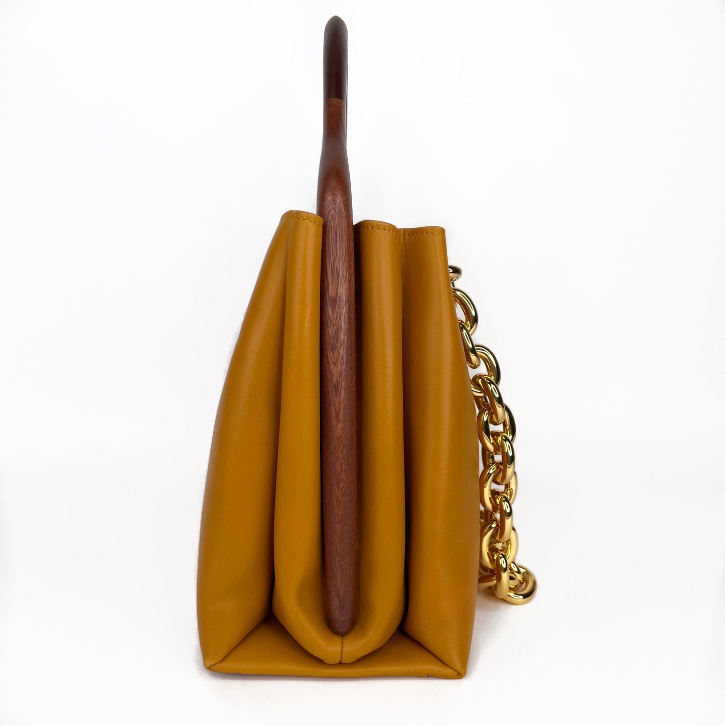BOTTEGA VENETA Large Brown Mount Chain Bag with Wood Handle