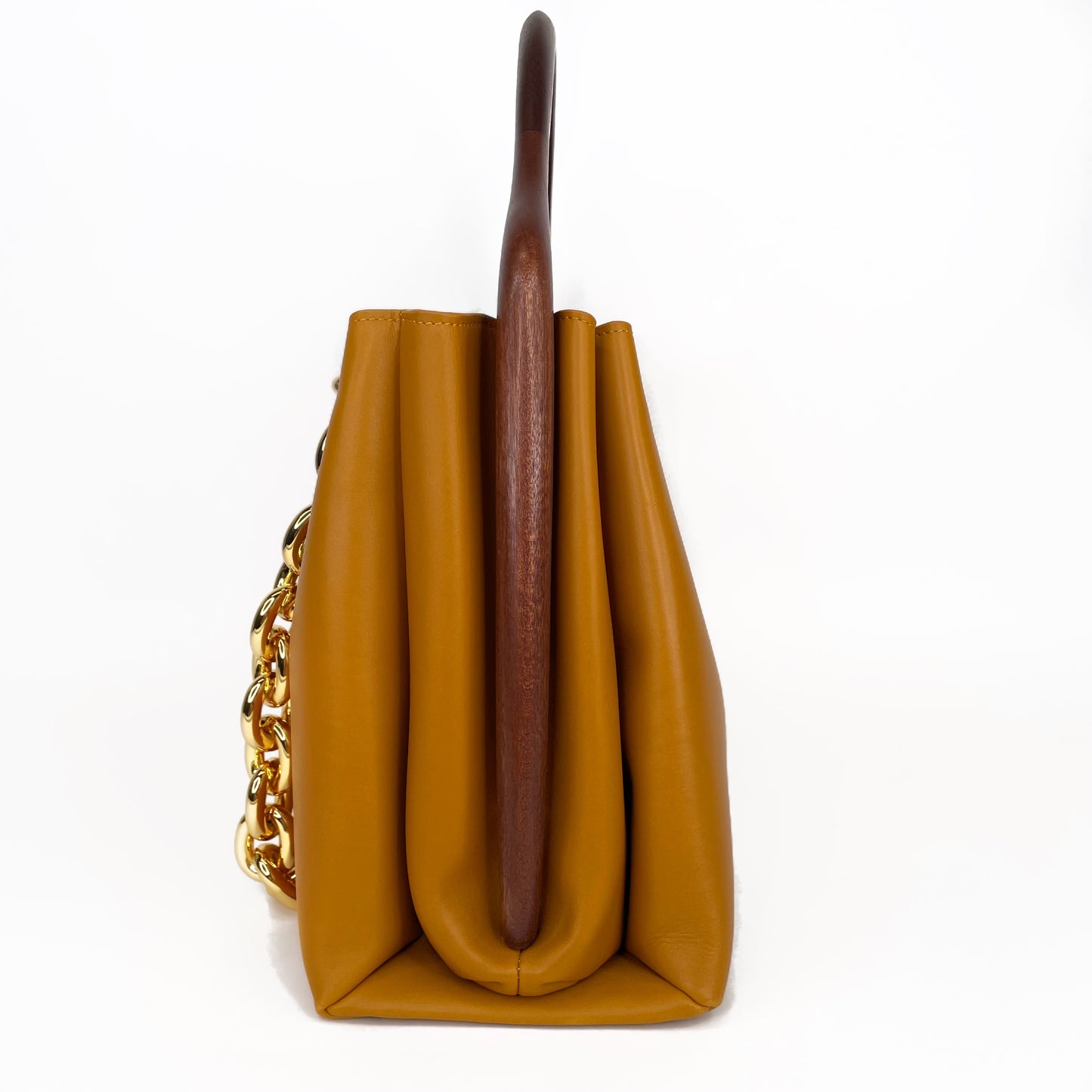 BOTTEGA VENETA Large Brown Mount Chain Bag with Wood Handle