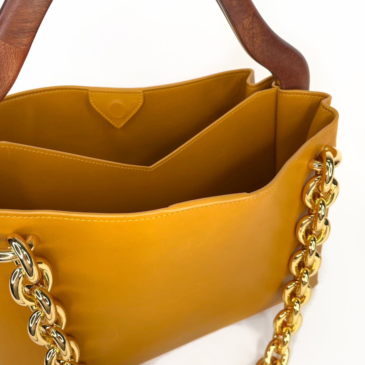BOTTEGA VENETA Large Brown Mount Chain Bag with Wood Handle