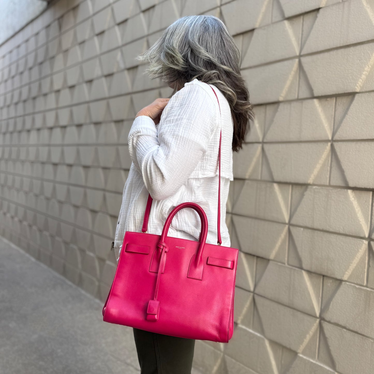 Saint Laurent Sac De Jour Fuchsia Bag