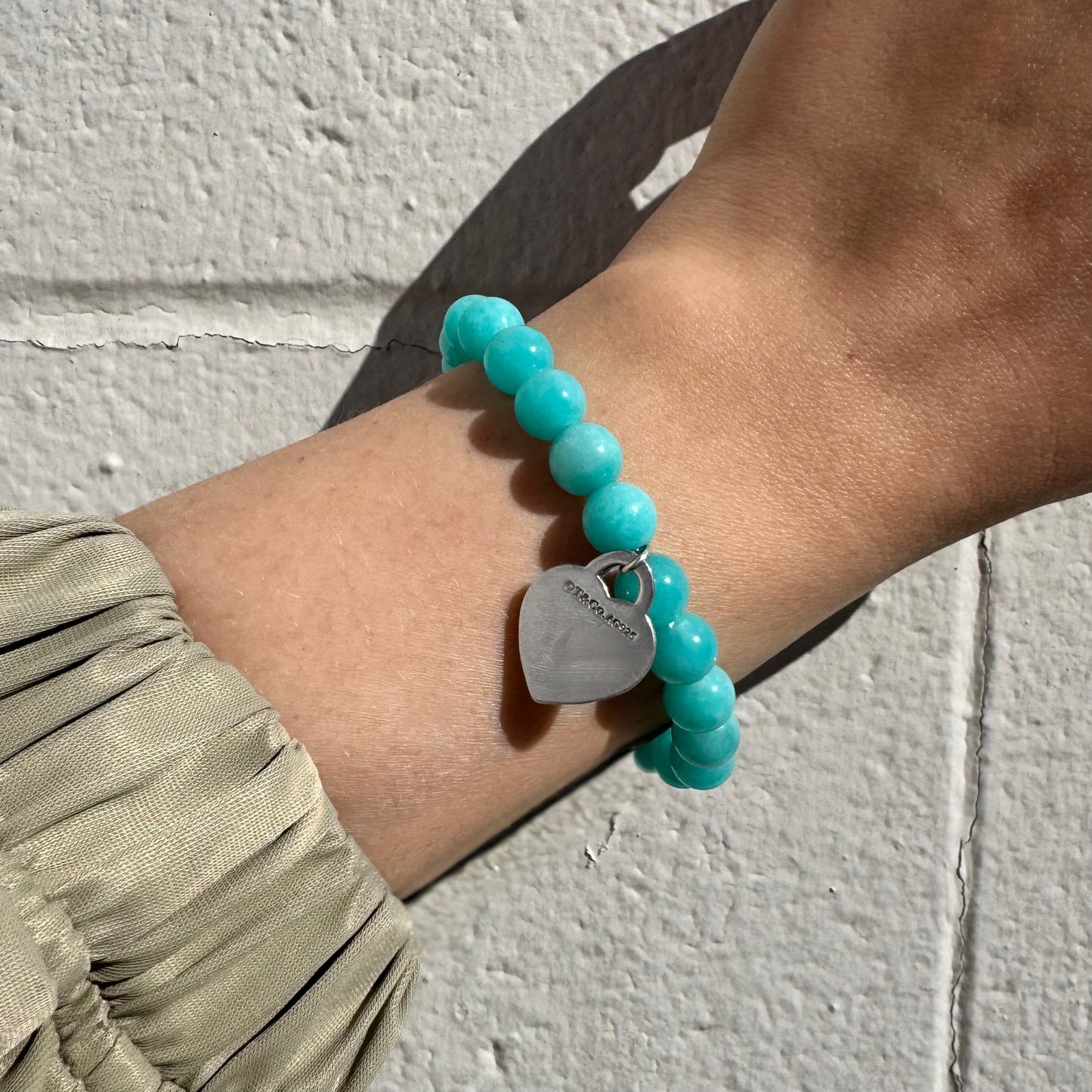 Tiffany Return to Tiffany Heart Tag Amazonite Bead Bracelet