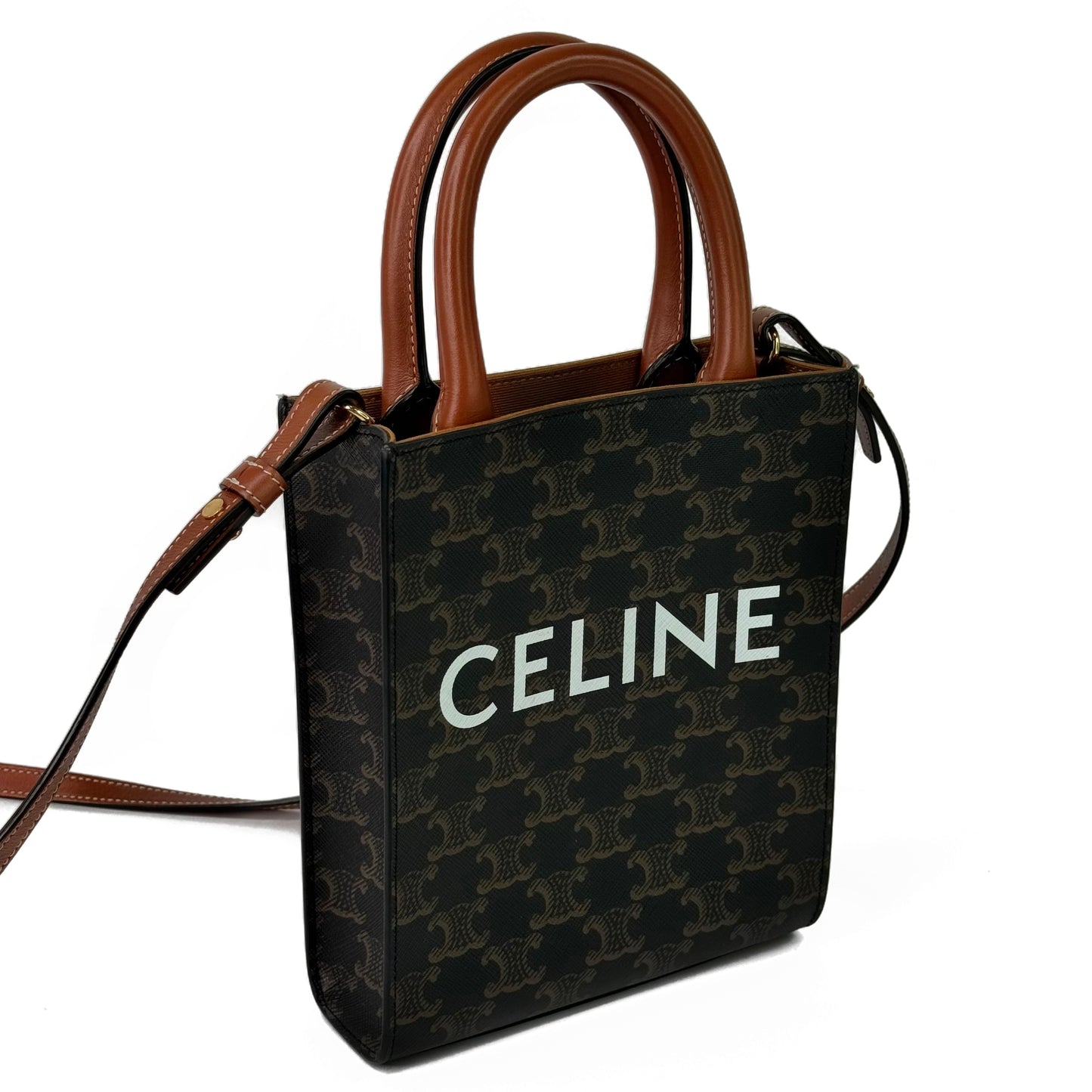 Celine Vertical Triomphe Canvas Mini Bag