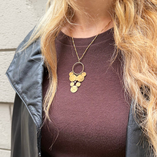 Estate 14K Gold Drop Dangle Geometric Necklace