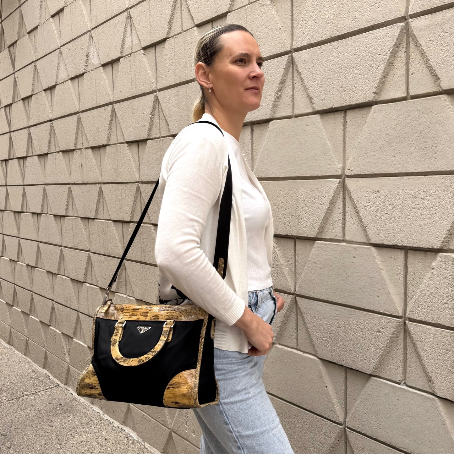Prada Lizard Tessuto Nylon Bag