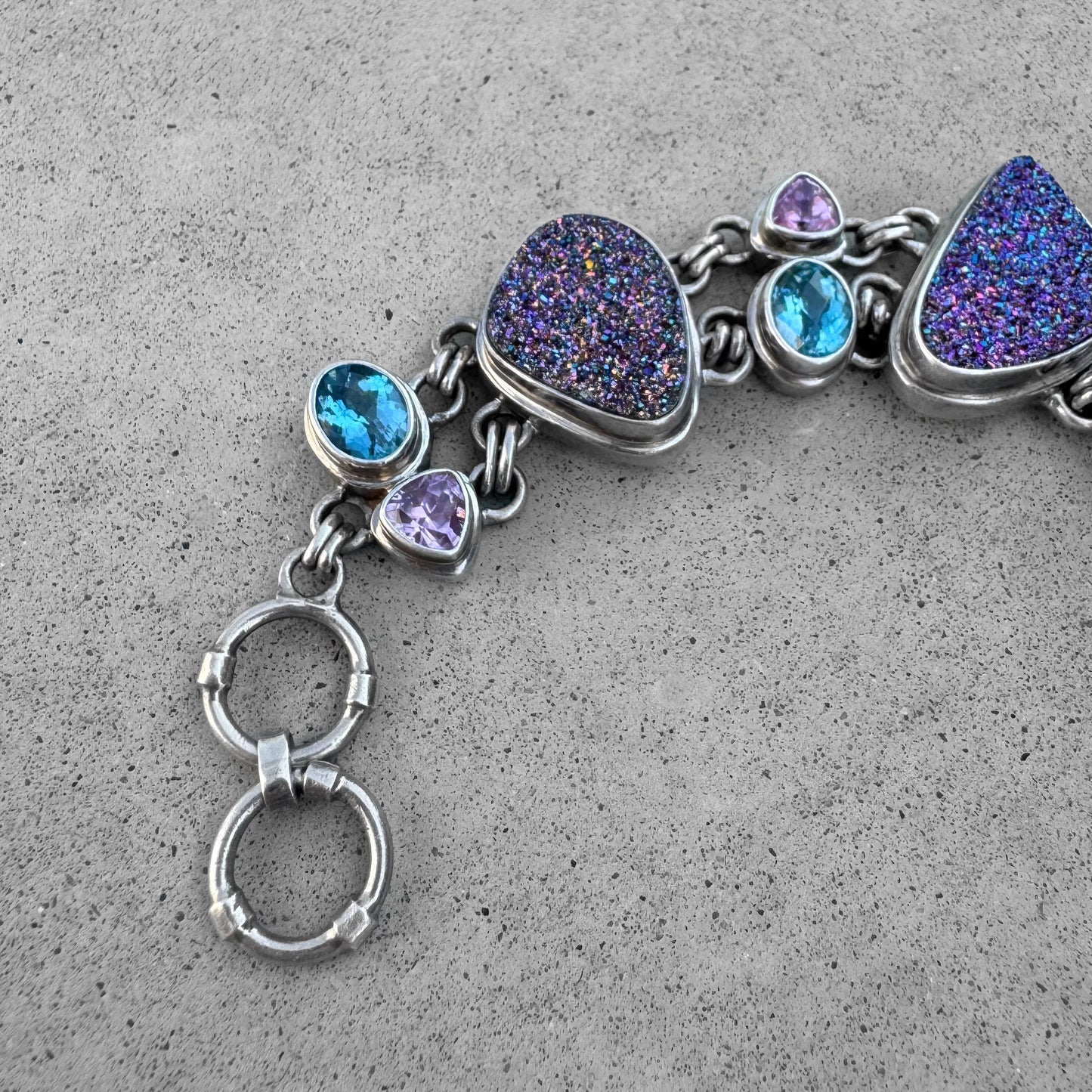 Custom Druzy Citrine Sterling Silver Bracelet