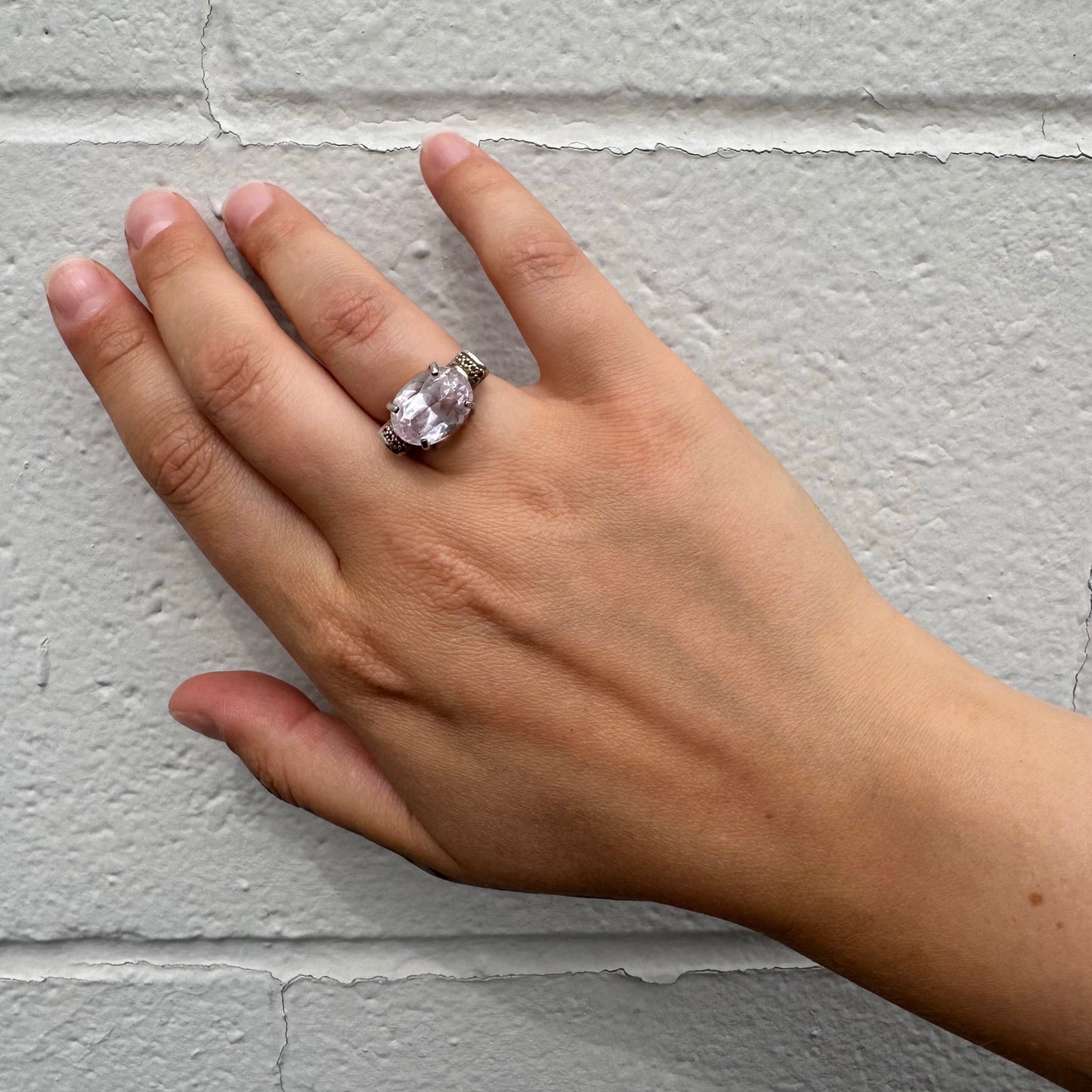 Pink Kunzite & Rubies Sterling Silver Ring