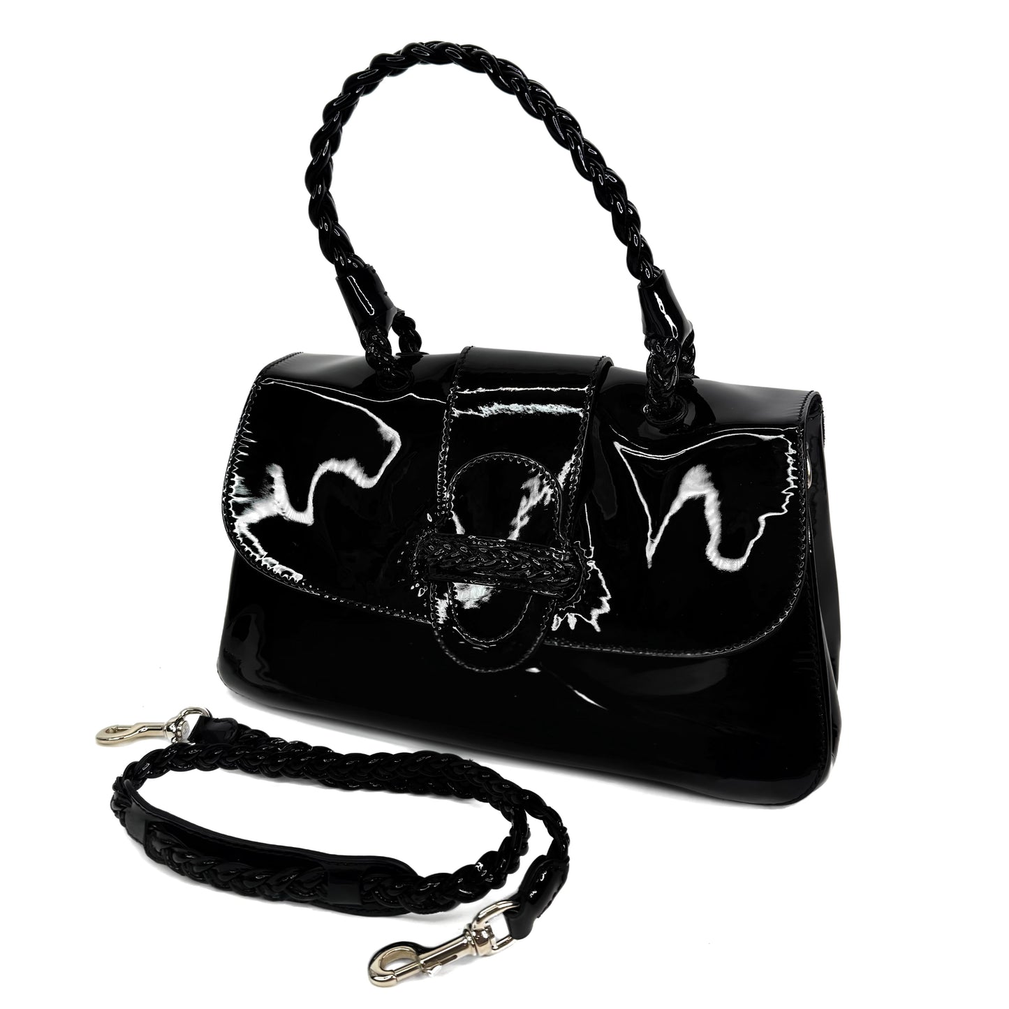 Valentino Garavani Patent Histoire Flap Bag