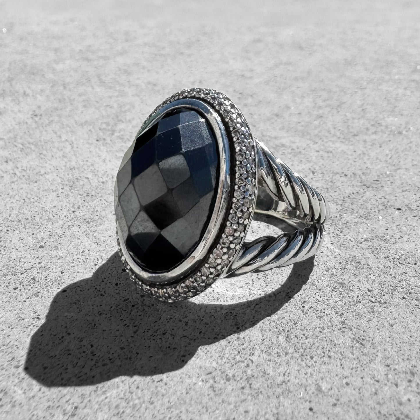 David Yurman Hematite and Diamonds Albion Ring