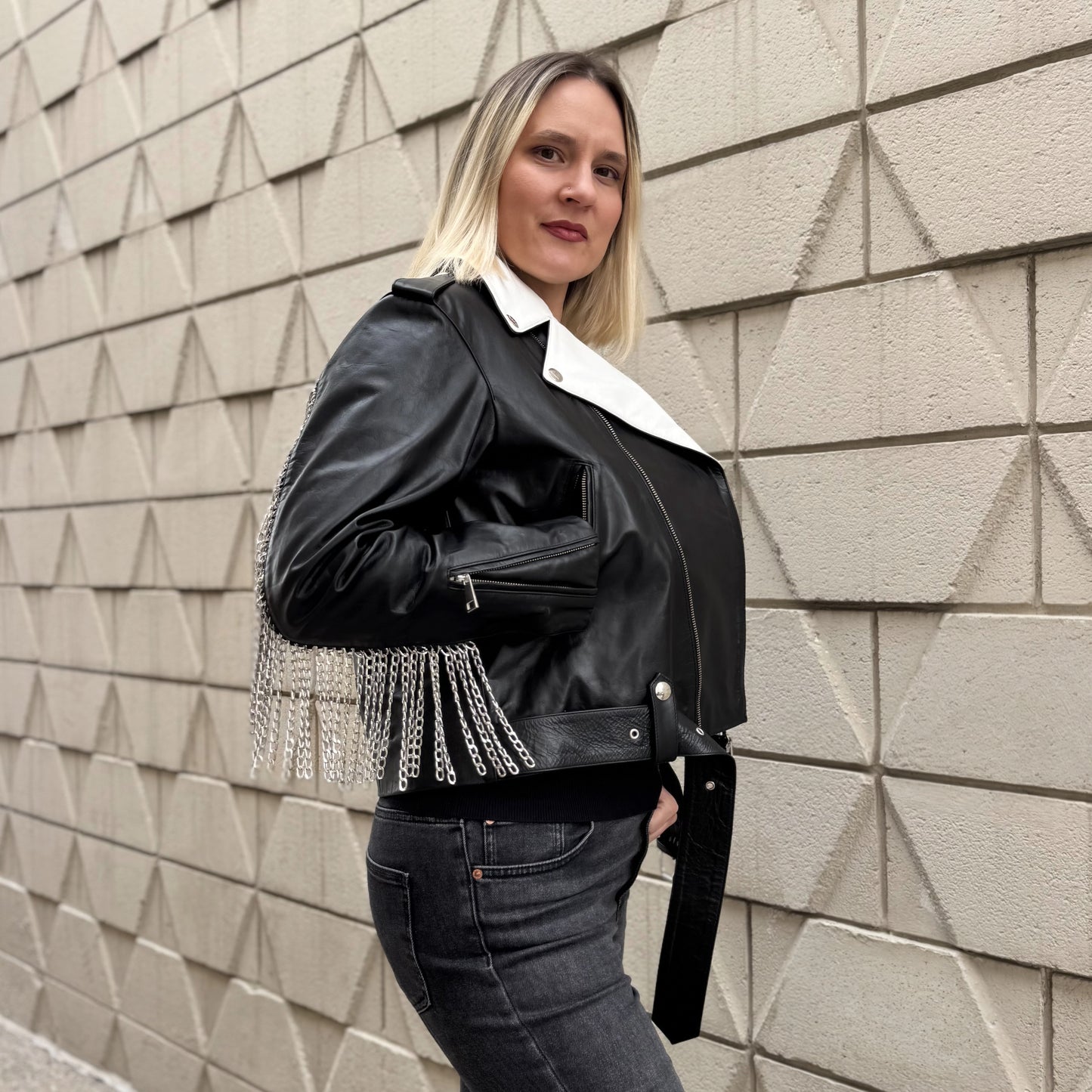 Youths in Balaclava Leather Chain Jacket