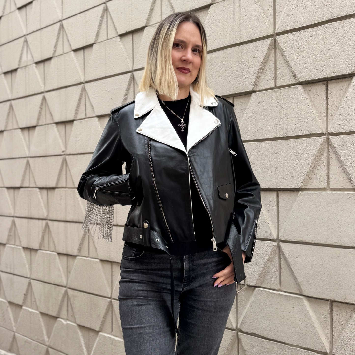 Youths in Balaclava Leather Chain Jacket