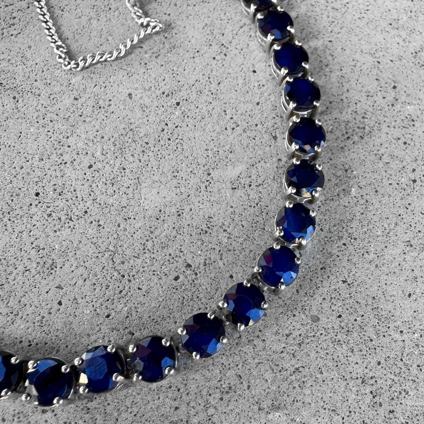 Custom Blue Sapphire Sterling Silver Tennis Bracelet