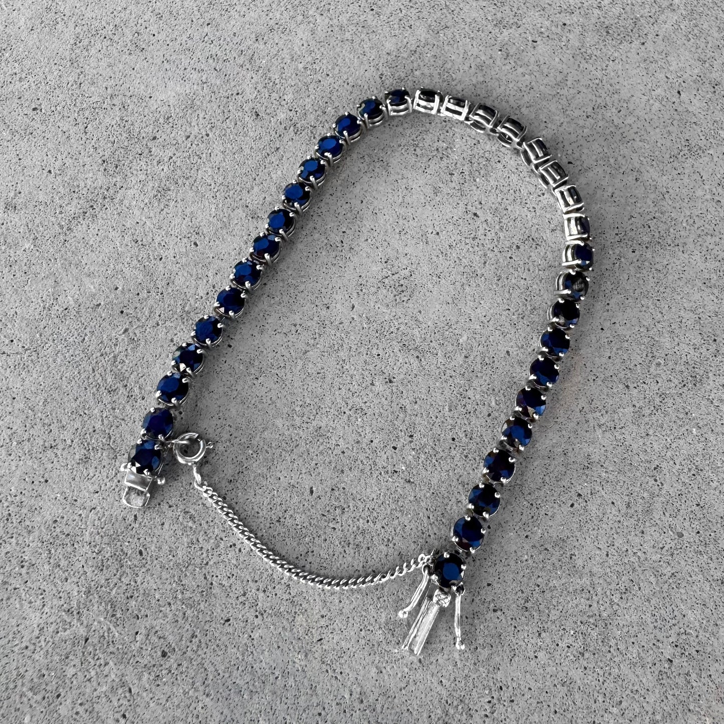 Custom Blue Sapphire Sterling Silver Tennis Bracelet
