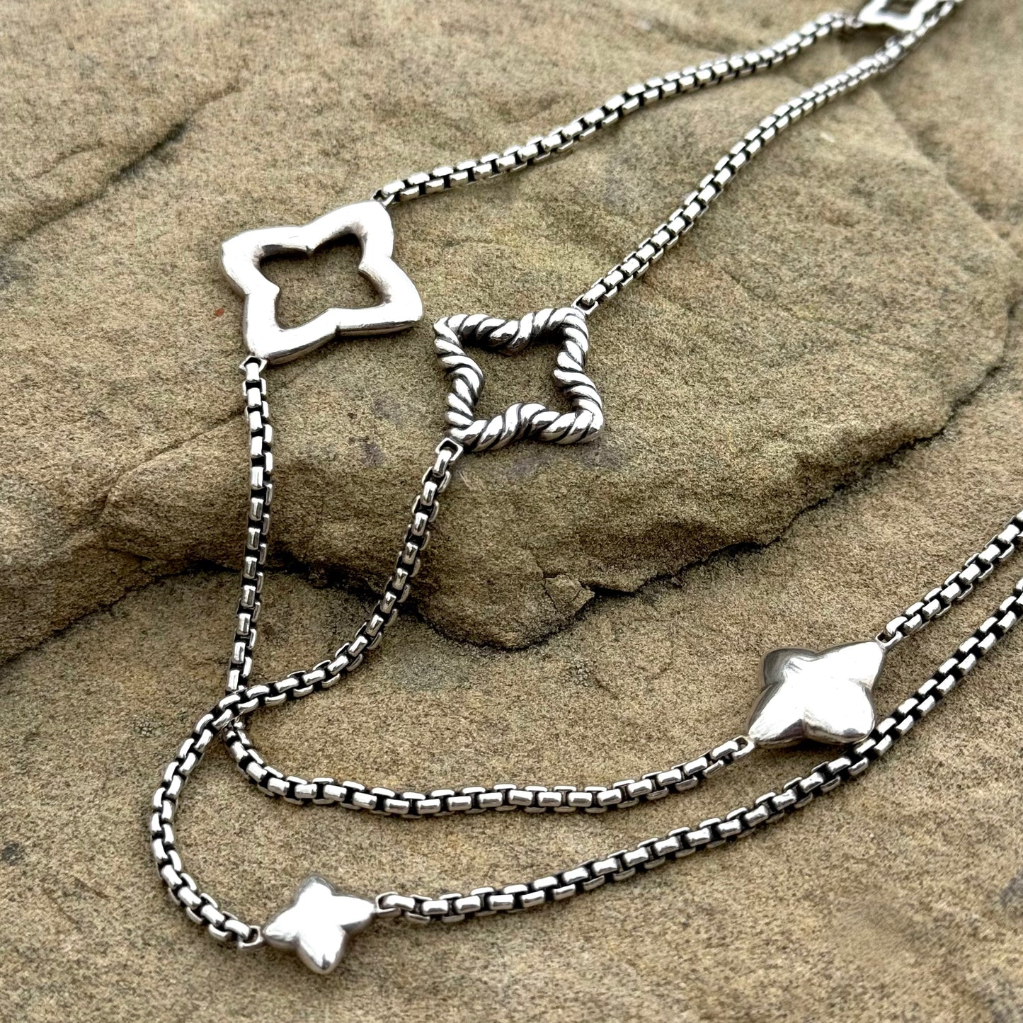 David Yurman Quatrefoil Box Chain Necklace