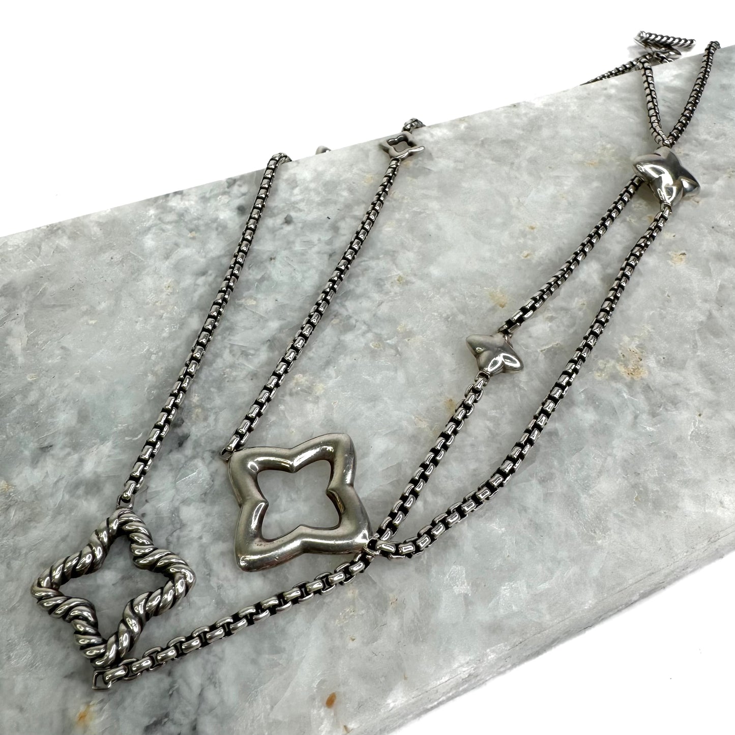 David Yurman Quatrefoil Box Chain Necklace