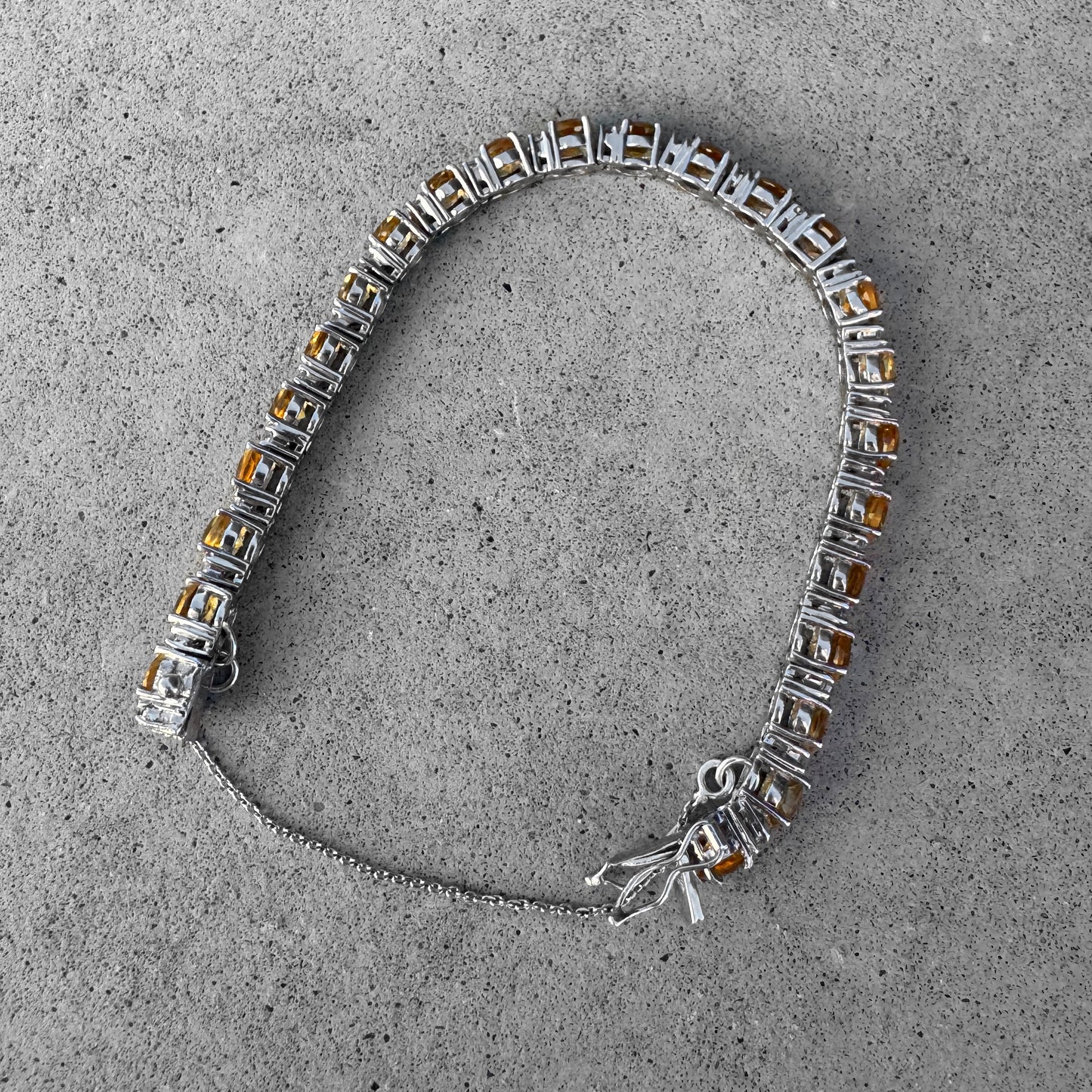 Custom Citrine White Topaz Sterling Silver Tennis Bracelet
