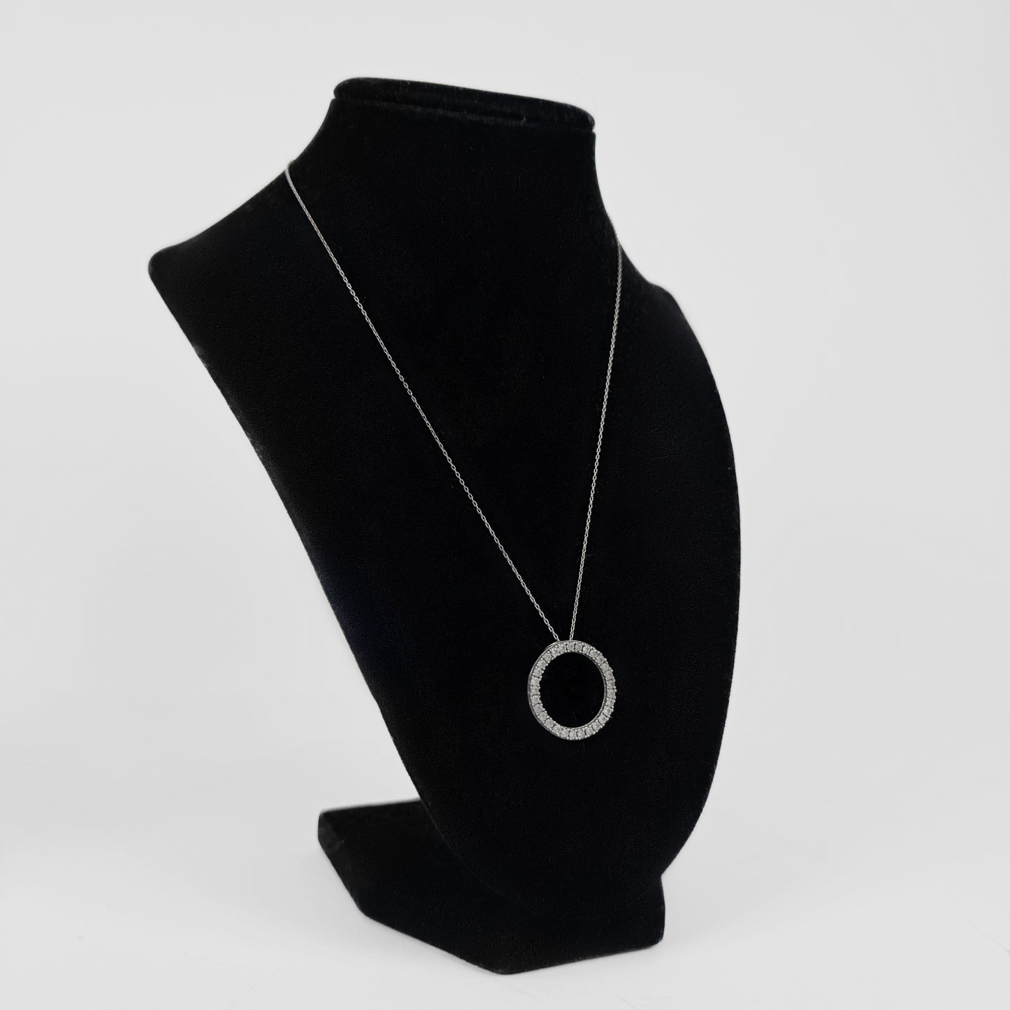 Open Circle Slider Diamond Sterling Silver Pendant