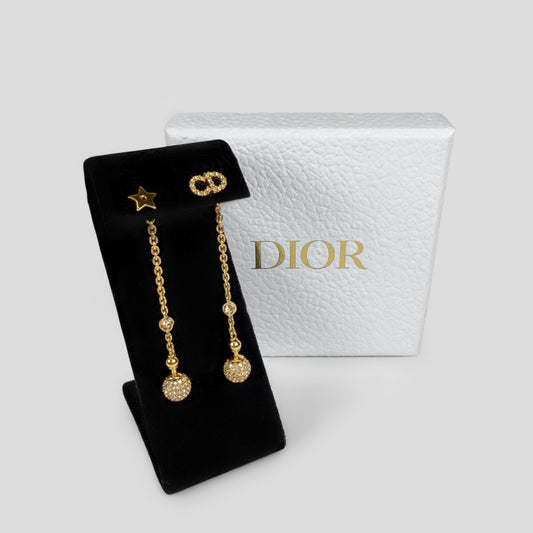 Christian Dior Crystal CD Star Drop Earrings