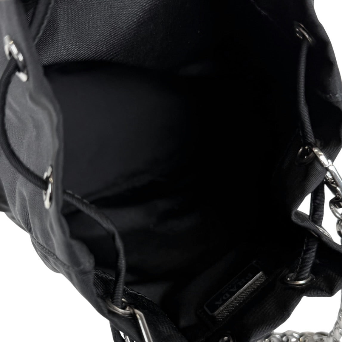 Prada Tessuto Nylon Chain Bucket Bag