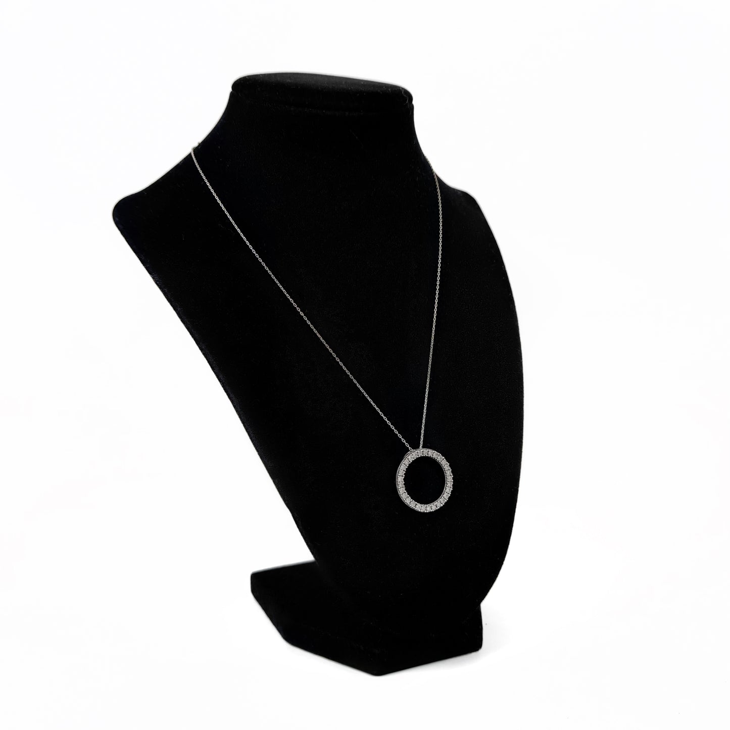 Open Circle Slider Diamond Sterling Silver Pendant