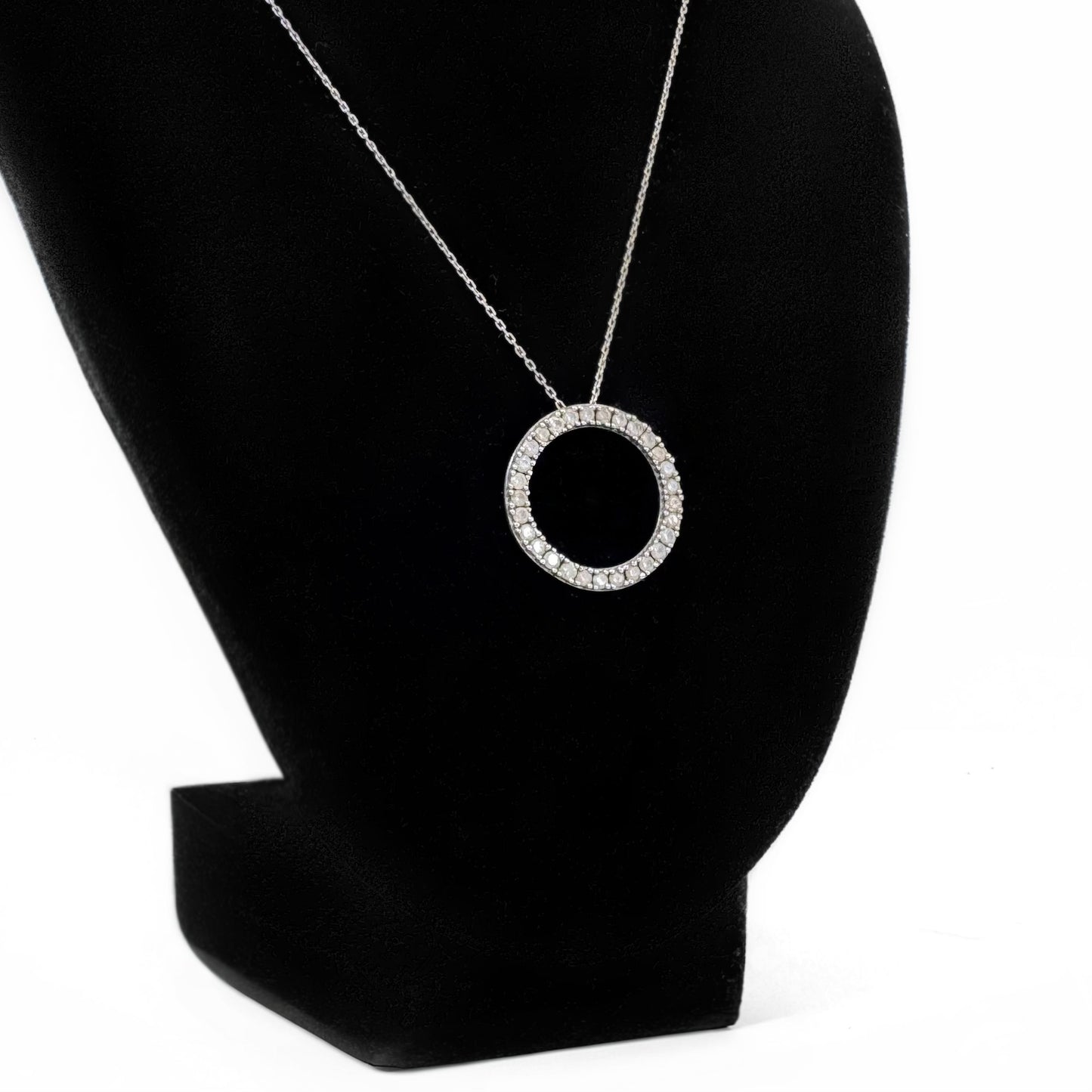Open Circle Slider Diamond Sterling Silver Pendant