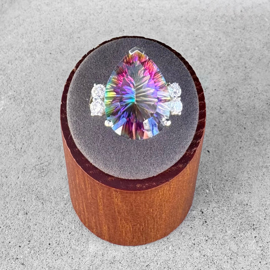 Mystic Topaz and Cubic Zirconia Sterling Silver Ring