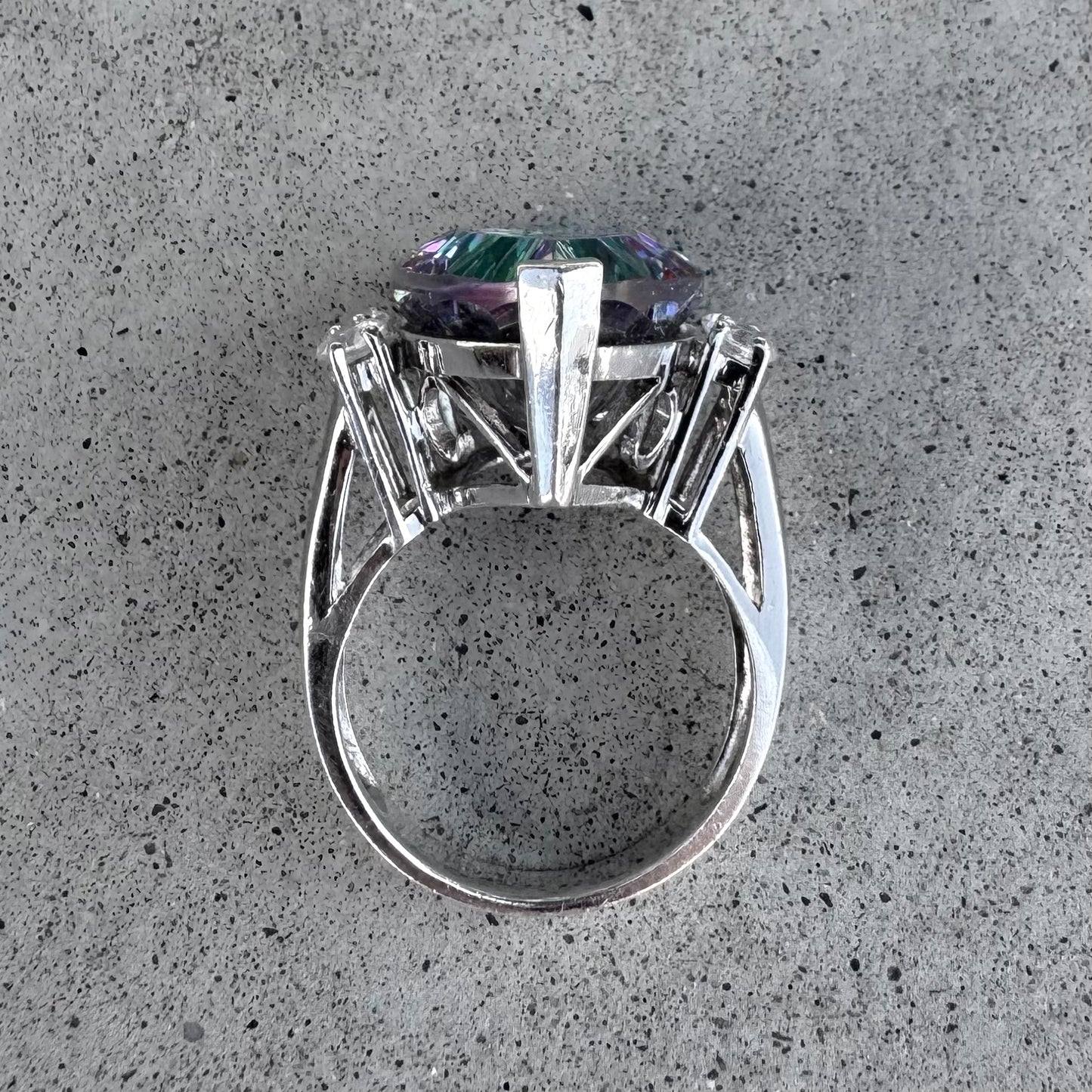Mystic Topaz and Cubic Zirconia Sterling Silver Ring