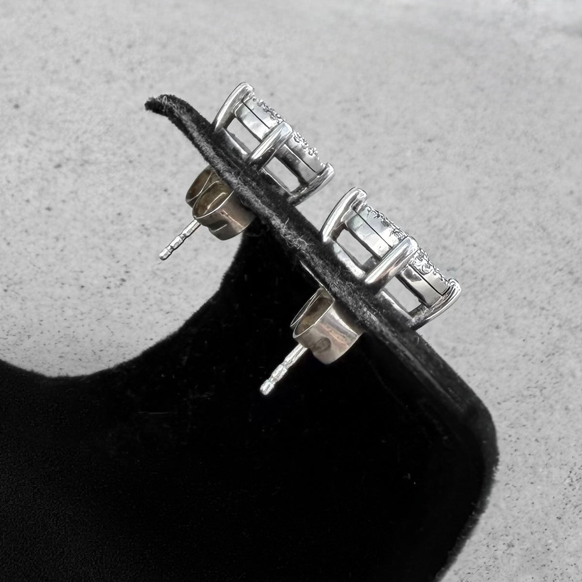 Sterling Silver Diamond Cluster Stud Earrings