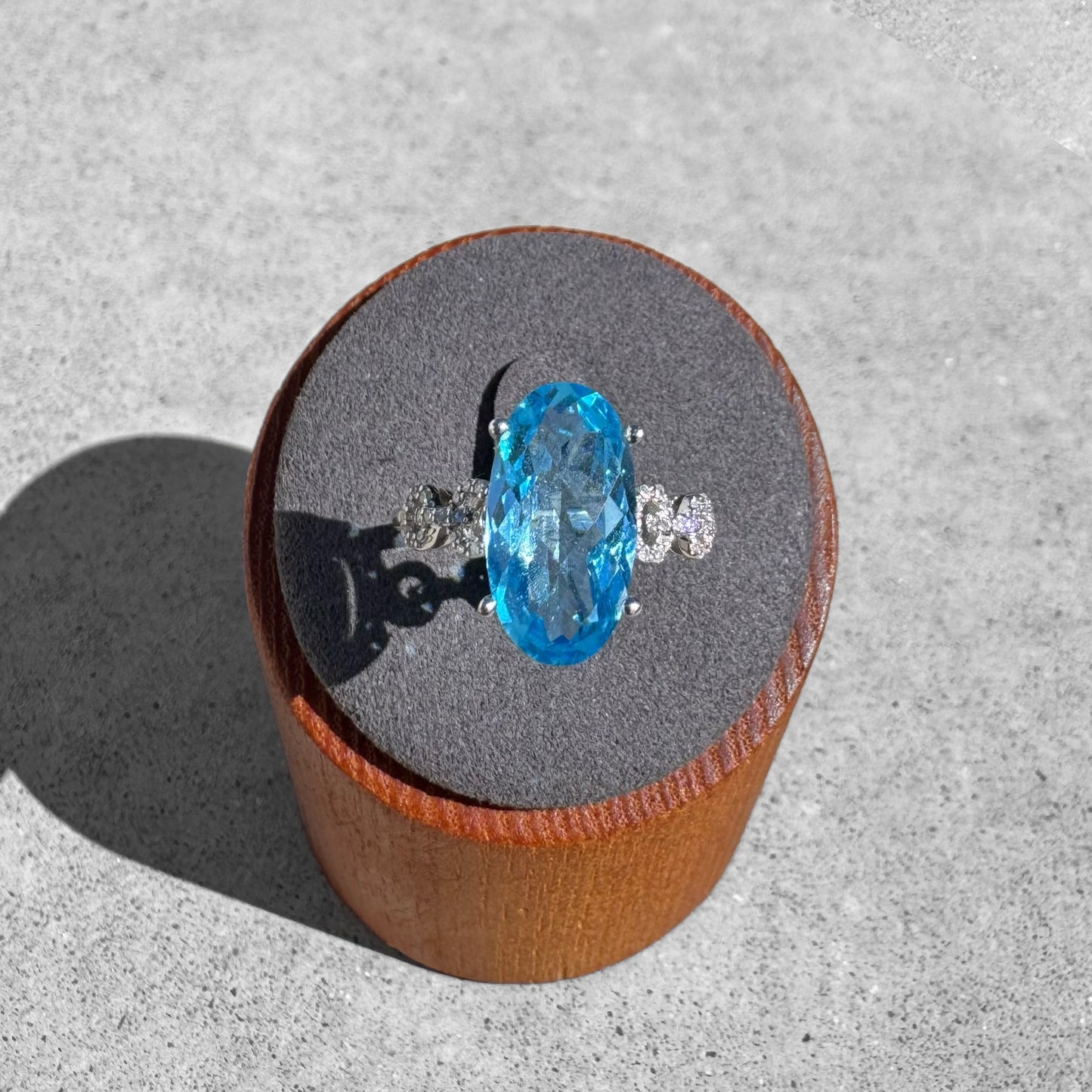 Blue Topaz Diamonds White Gold Ring