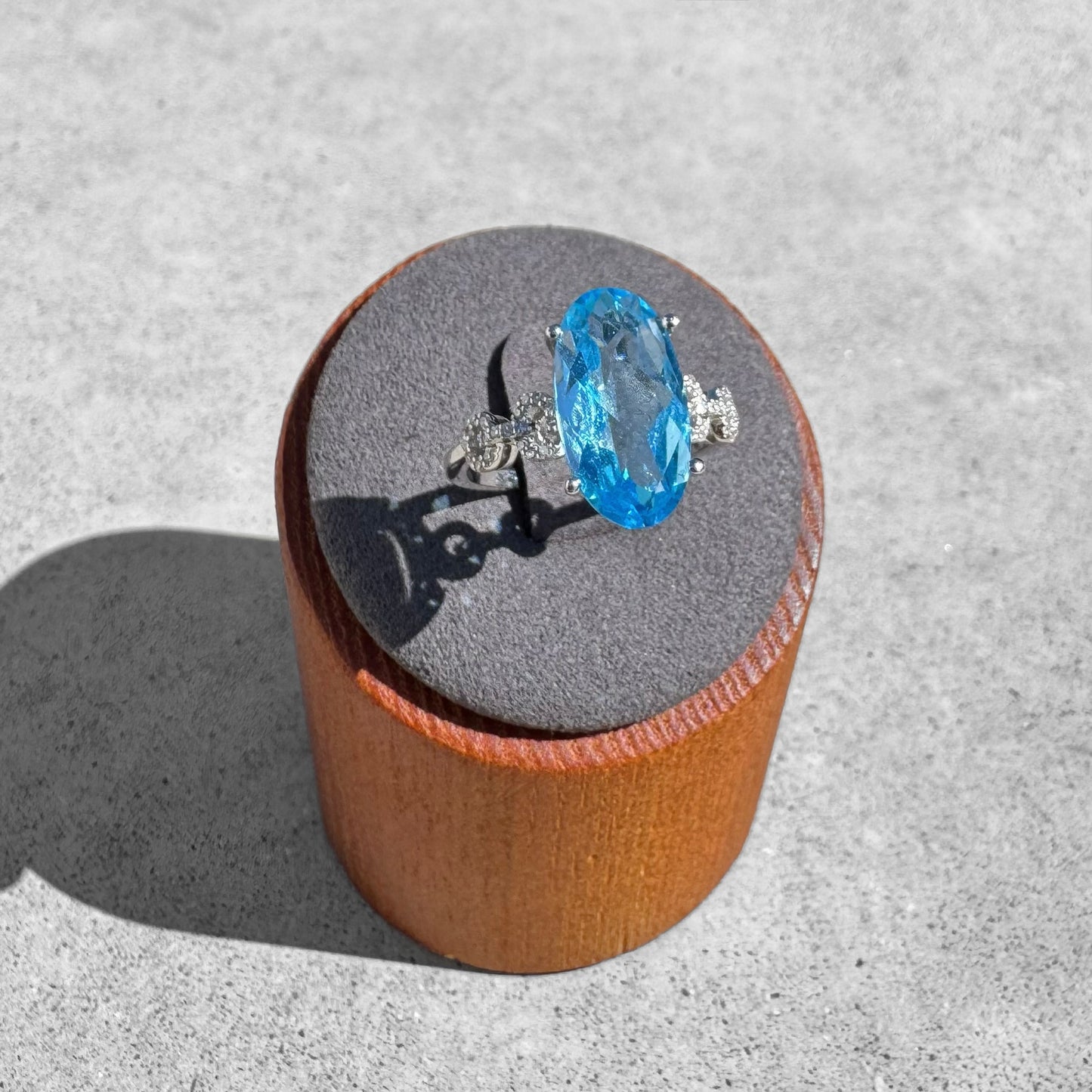 Blue Topaz Diamonds White Gold Ring