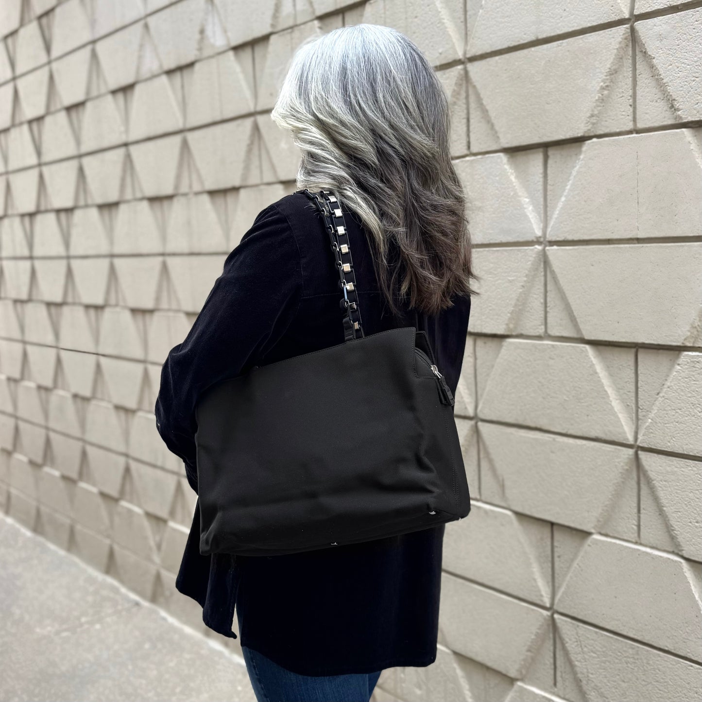Ferragamo Tiered Grosgrain Nylon Shoulder Bag