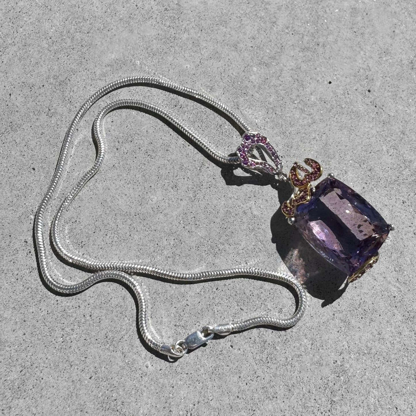Amethyst Garnet Accents Sterling Silver Necklace