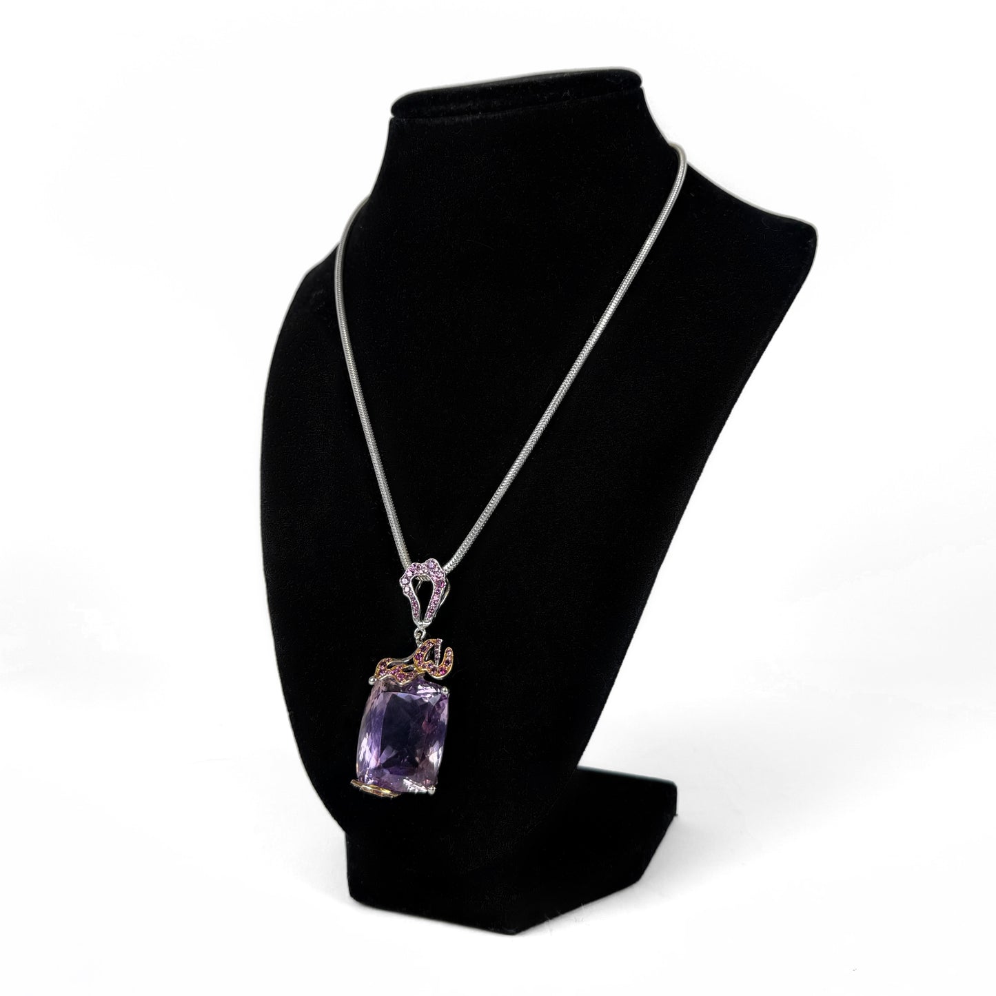 Amethyst Garnet Accents Sterling Silver Necklace