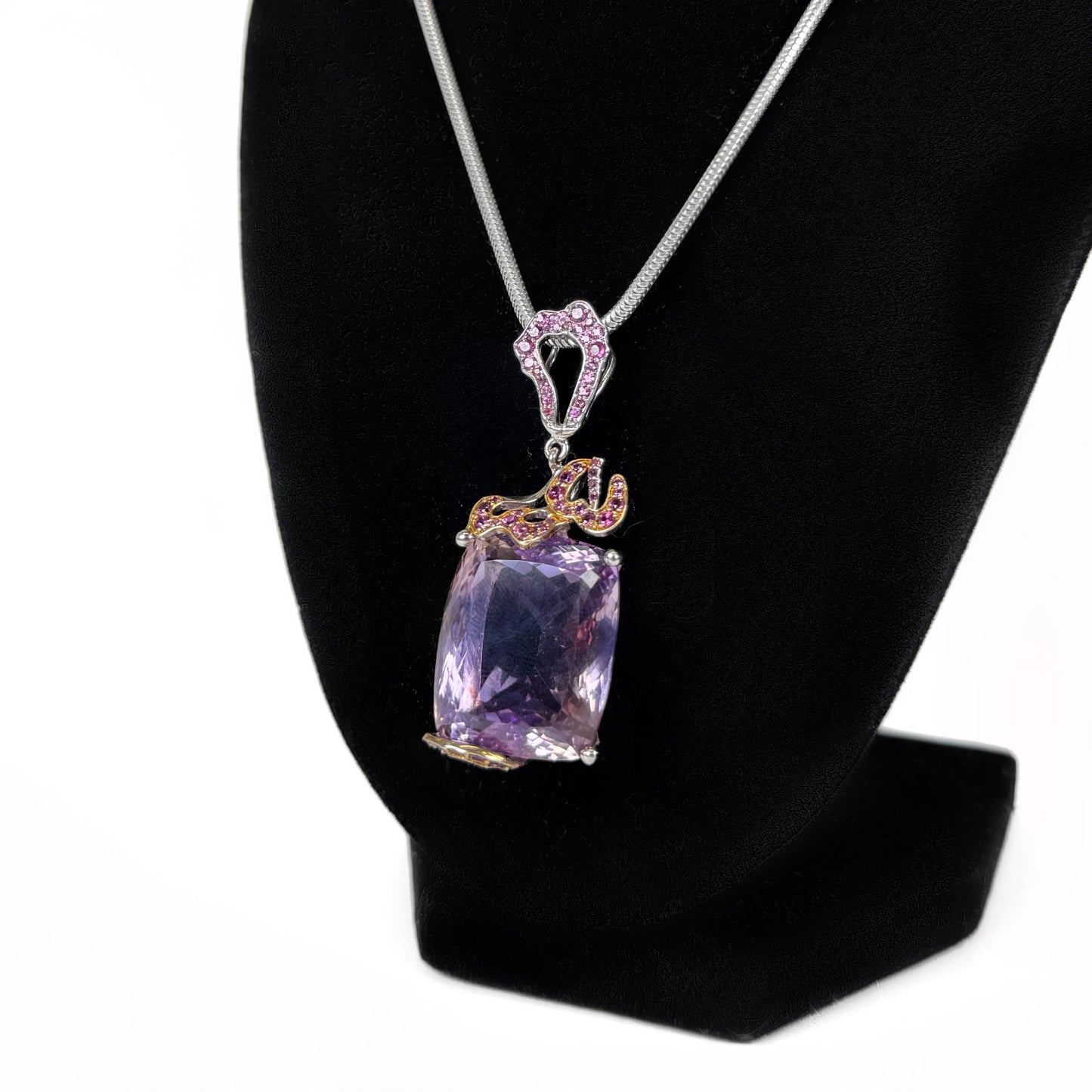 Amethyst Garnet Accents Sterling Silver Necklace