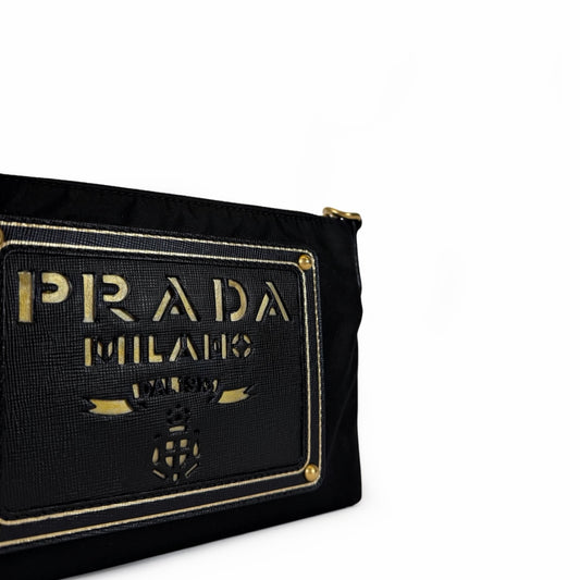 Prada Oro Tessuto Chain Crossbody Bag