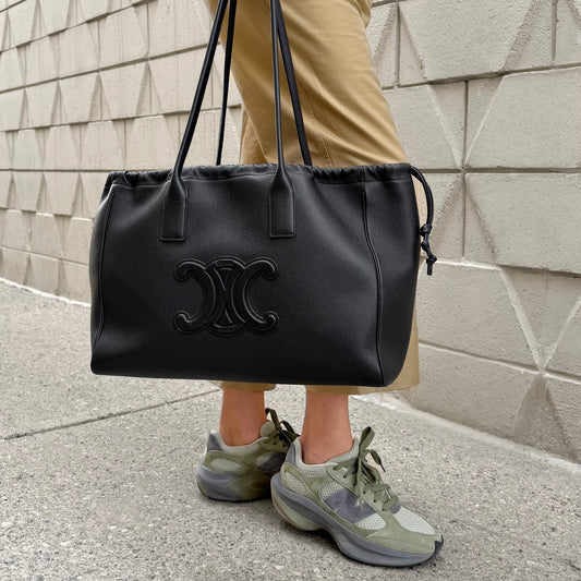 Celine Cabas Drawstring Cuir Triomphe Tote Bag